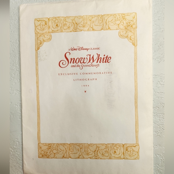 Snow White Exclusive Commemorative Lithograph - 1994 - Picture 4 of 6